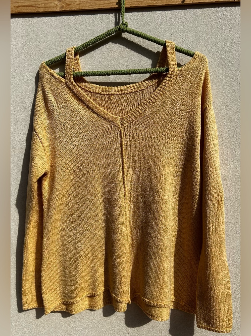 Classic V-Neck Women's Sweater in Golden Yellow